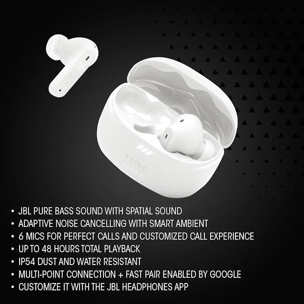 Навушники бездротові JBL Tune Beam 2 (JBLTBEAM2WHT) стерео в кейсі білі - фото 7