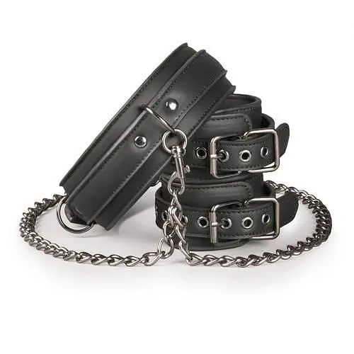 BDSM набір нашийник з наручниками EasyToys (чорний)