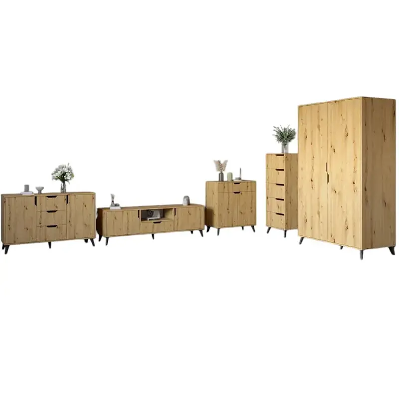 Комплект меблів для вітальні М-ЗОН Борн Дуб Артизан 5 предметів з чорними ніжками (MZN-031072) - фото 2