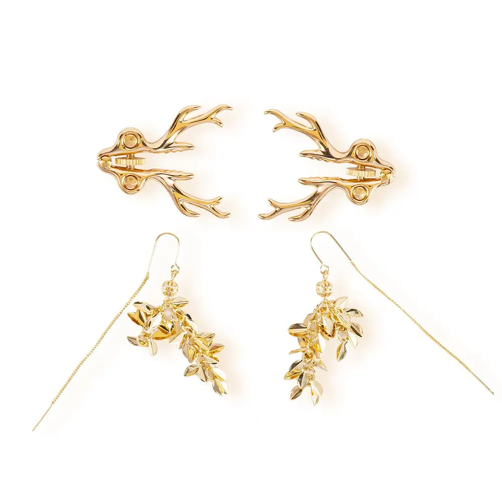 Затискачі для сосків LOCKINK SEVANDA Stag Adjustable Nipple Clamps, золотисті, зі знімними підвісками - фото 4