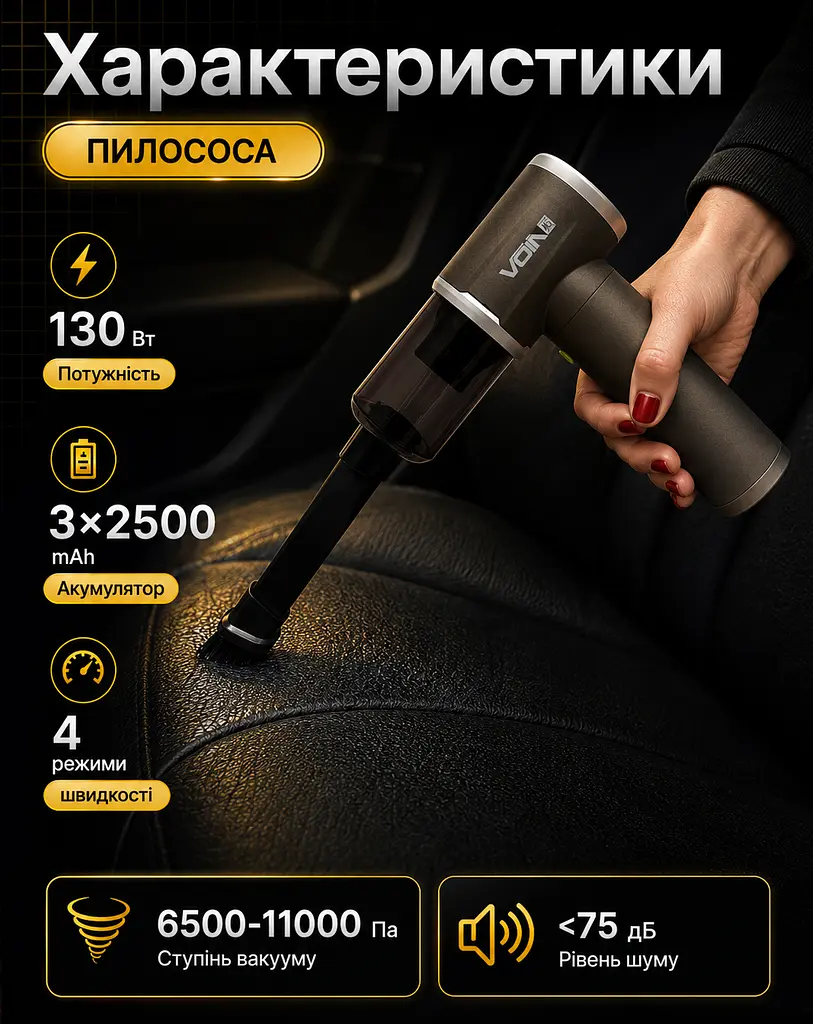 Пилосос Voin вологе та сухе прибирання 130 Вт (V-85CL) - фото 8