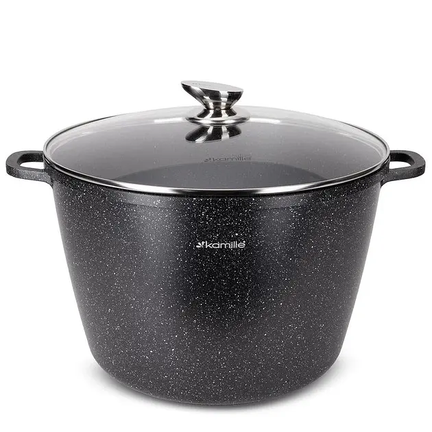 Каструля з кришкою Kamille KM-4485 28х8 см чорна
