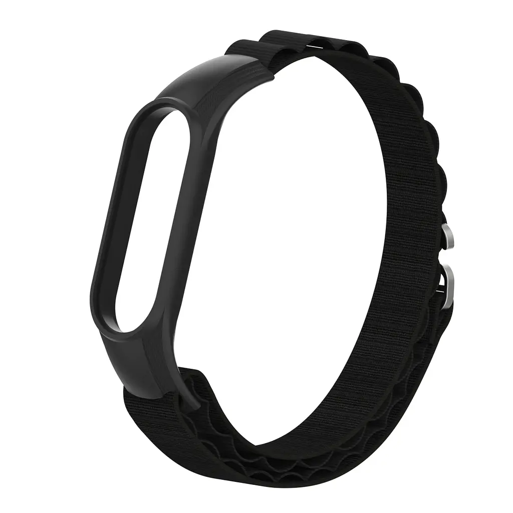 Ремінець для Xiaomi Mi Band 7/6/5/4, чорний, AlpinaStyle Band, тканинний поліестеровий ремінець для фітнес браслета, дихаючий, для активного відпочинку та спорту, ArmorStandart (ARM64987) - фото 4