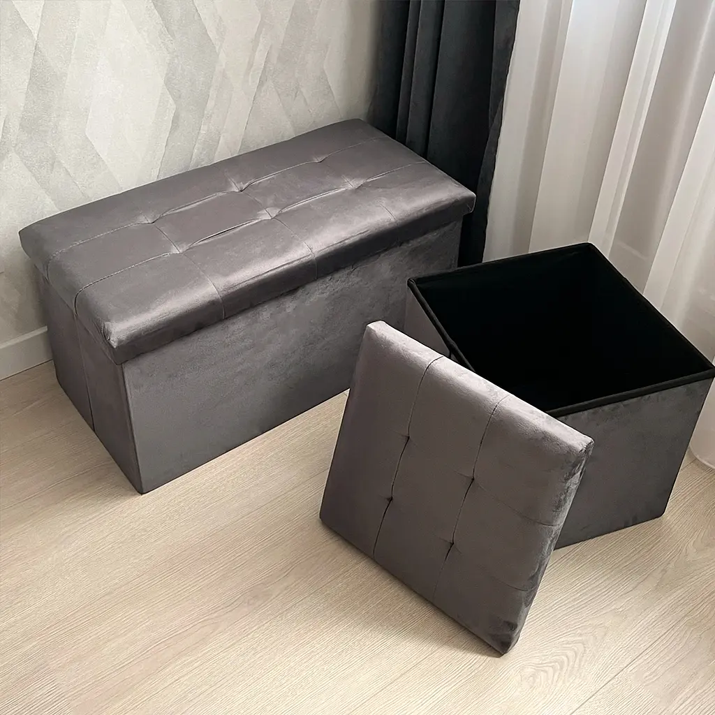 Пуф для хранения МВМ My Home двойной 760х380х380 мм серый (TH-06 GRAY) - фото 6