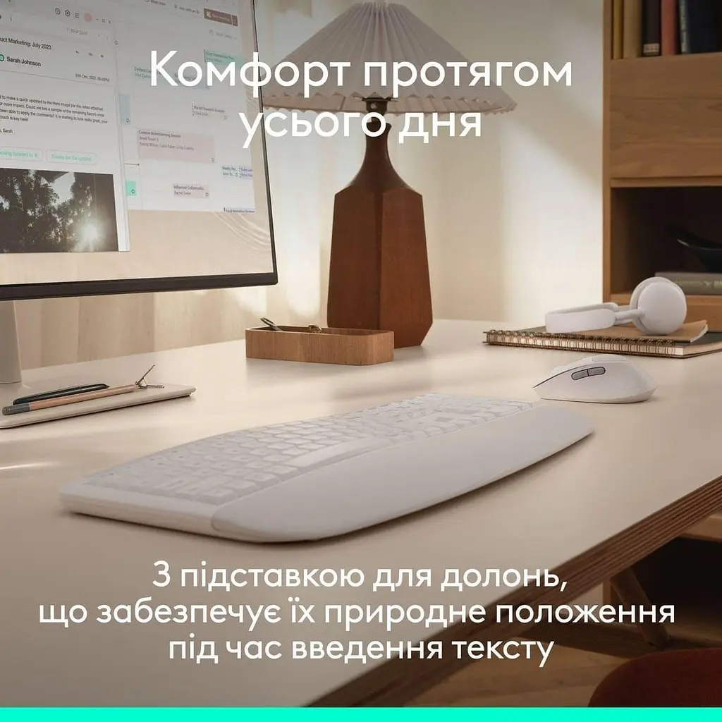 Комплект (Клавіатура та миша) Logitech Signature Comfort Plus MK880 Wireless Combo Off-White (920-014033) - фото 8