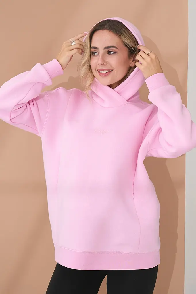 Худи для беременных и кормящих грудью теплое из плотного трикотажа с начесом Angel L (48) Юла мама розовый - фото 2