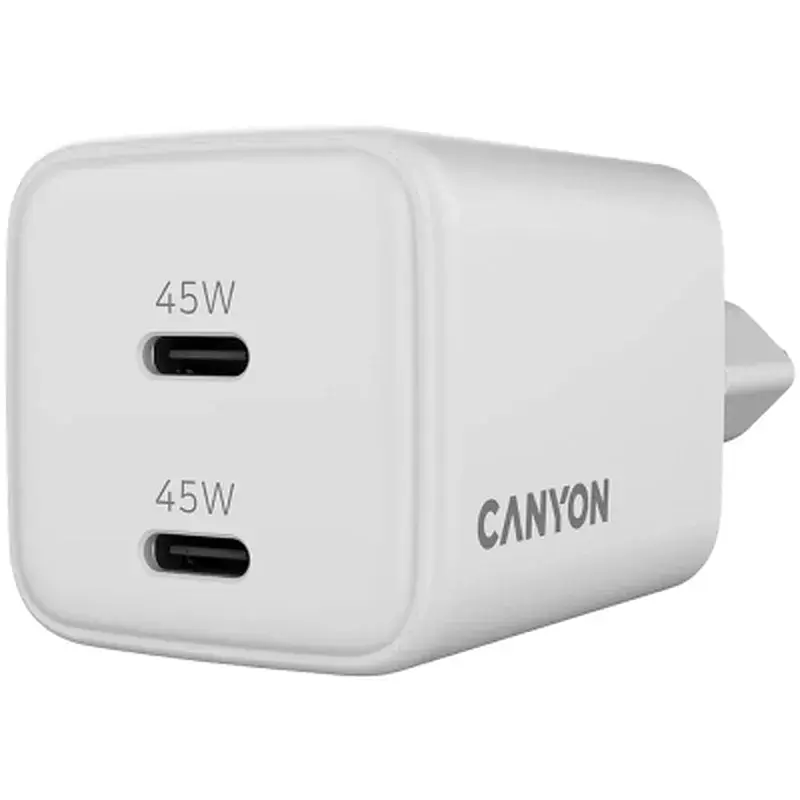 Зарядний пристрій Canyon CU45CC GaN 45W 2xPD EU White (CNS-CUW45CC) - фото 5
