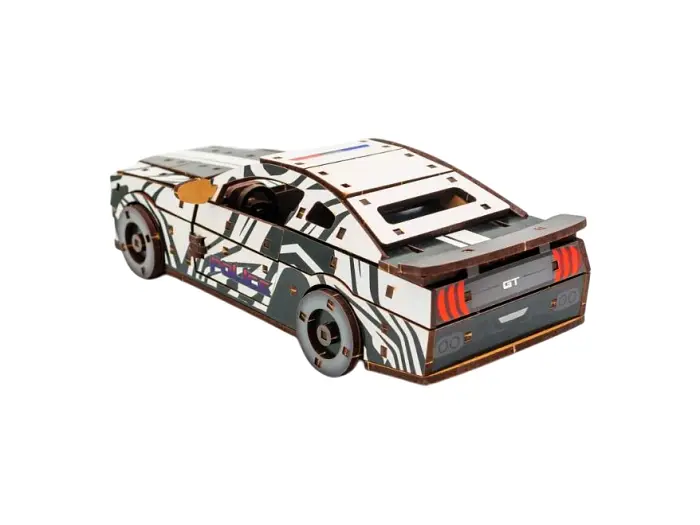 Дерев'яний 3D конструктор Muscle car GT, Puzzleоk (Puz-00639), 162 дет. (біла) - фото 2