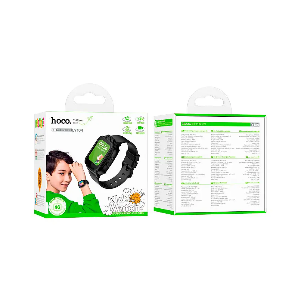 Дитячий смарт годинник Hoco Y104, 4G GPS Wi-Fi HD камера 1.69" HD-дисплей Black Box - фото 2