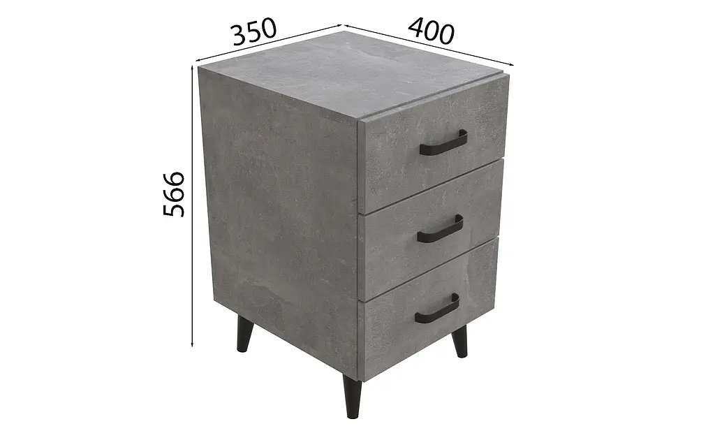 Тумба Віва 3 на конусних ніжках Ferrum-decor 56,5x35x40 Чорний метал ДСП Бетон 16 мм (FRD-106817) - фото 4