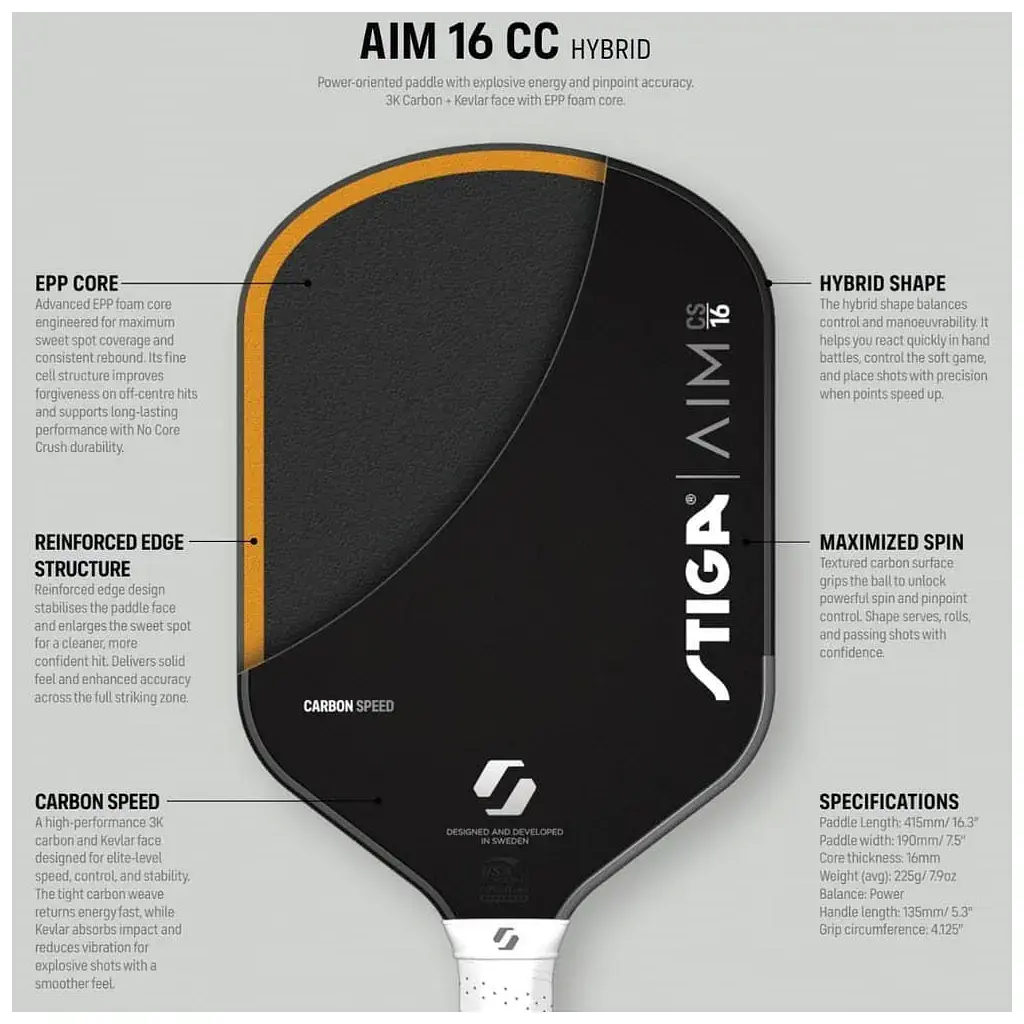 Ракетка для піклболу Stiga AIM CS 16 Hybrid (3203-0116-02) (932364) - фото 7