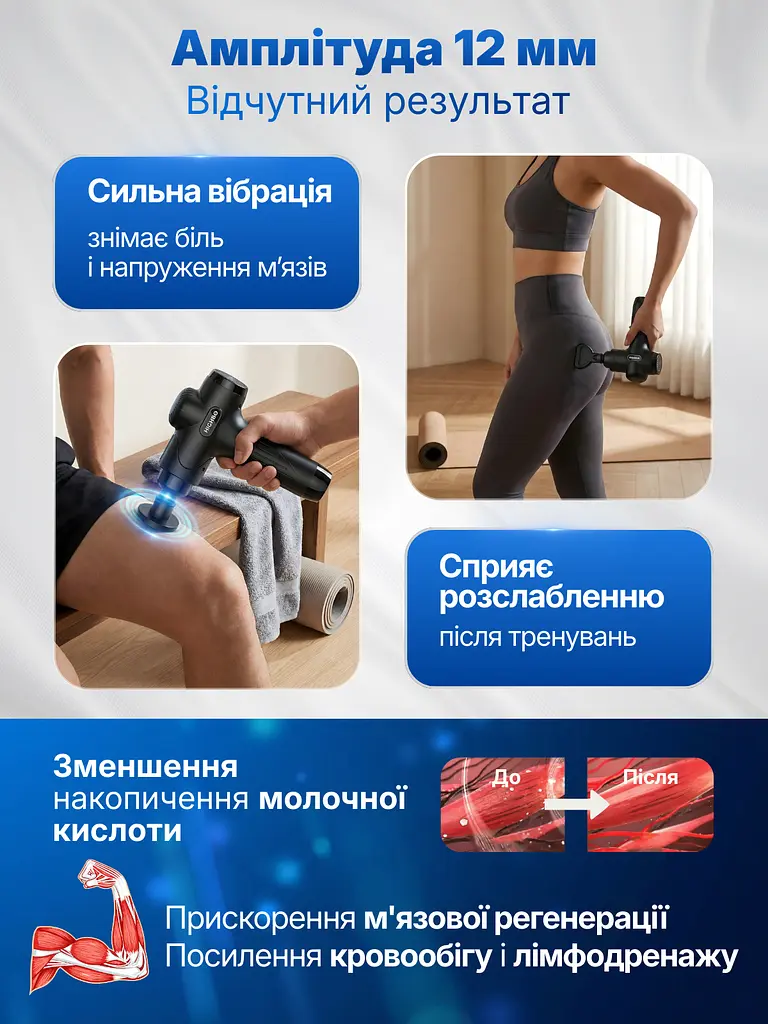 Масажер перкусійний масажний пістолет акумуляторний ударний для тіла спини шиї 7 швидкостей Highbo X7 - фото 4