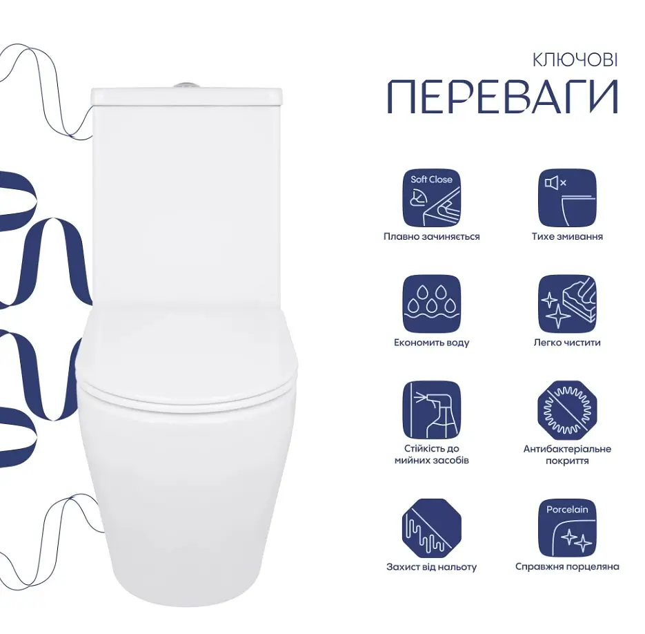 Унітаз підлоговий Qtap Jay Ultra Quiet з сидінням Slim Duroplast/ Soft-close/ Quick Release QT07222175TW - фото 2
