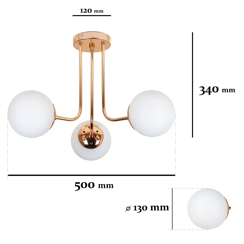 Люстра стельова Levistella 7529908-3 GOLD+WH, E27, 3 плафона, золото і білий, сучасний стиль для вітальні - фото 2