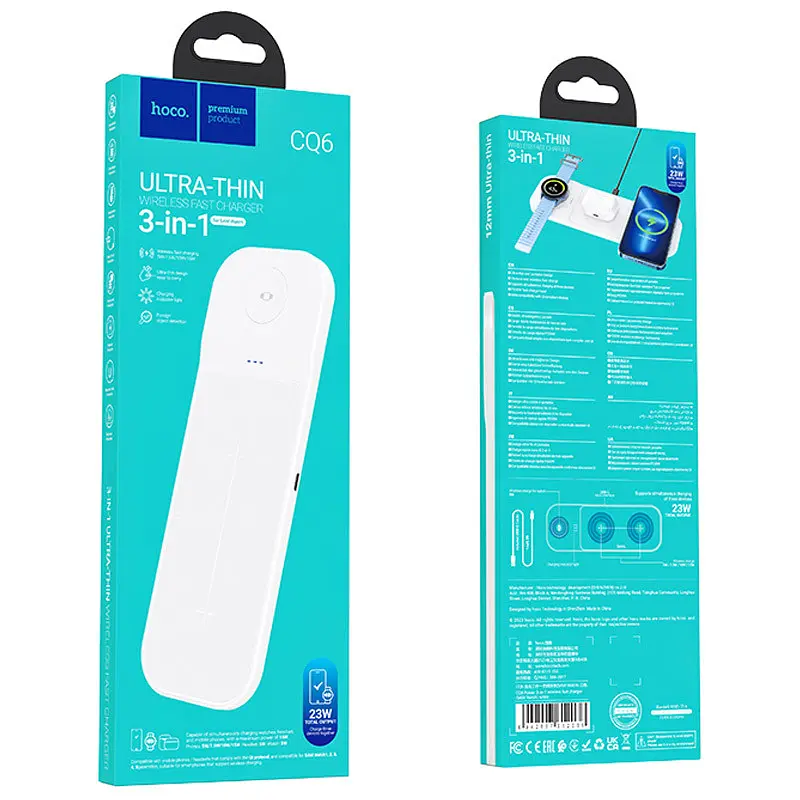 БЗП CQ6 Power 3-in-1 Wireless Fast Charger (для Samsung Watch) White Hoco teh0029863 - фото 4