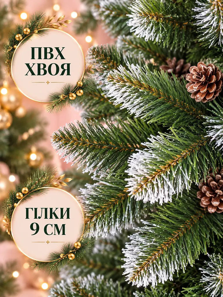 Сертифікована ялинка штучна пухнаста із снігом та шишками YaLINKA Е15 150 см із високоякісного нешкідливого вогнетривкого - фото 5