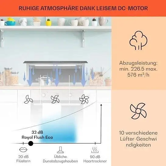 Вытяжка Klarstein Royal Flush Eco 90 см 576 м³ (10034301) - фото 3