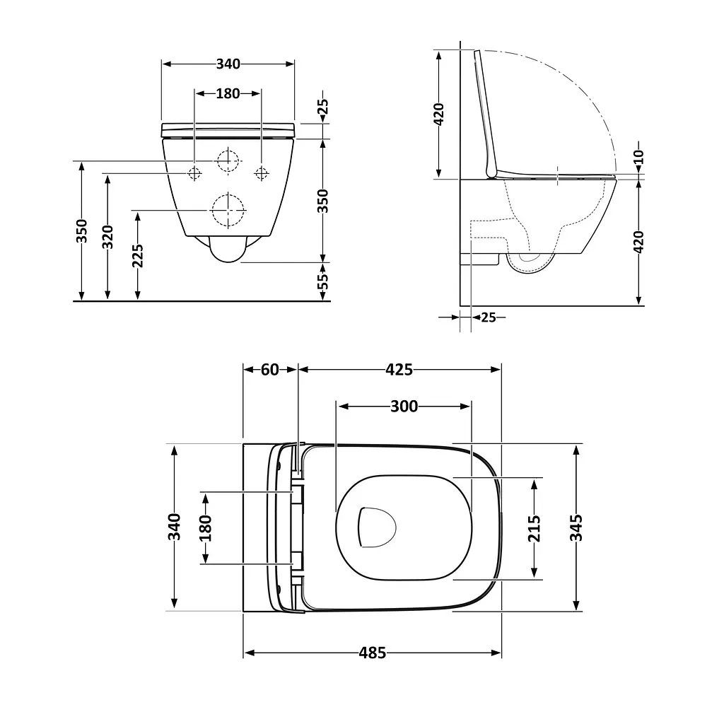 Унитаз подвесной Qtap Crow безободковый с сиденьем Soft-close QT05335171W, Белый - фото 2