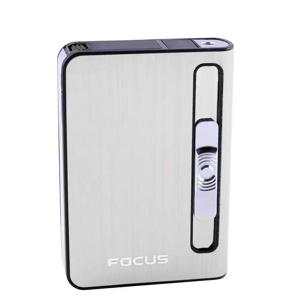 Портсигар для 10 сигарет із запальничкою FOCUS №HL-149 Grey (11208) - фото 2