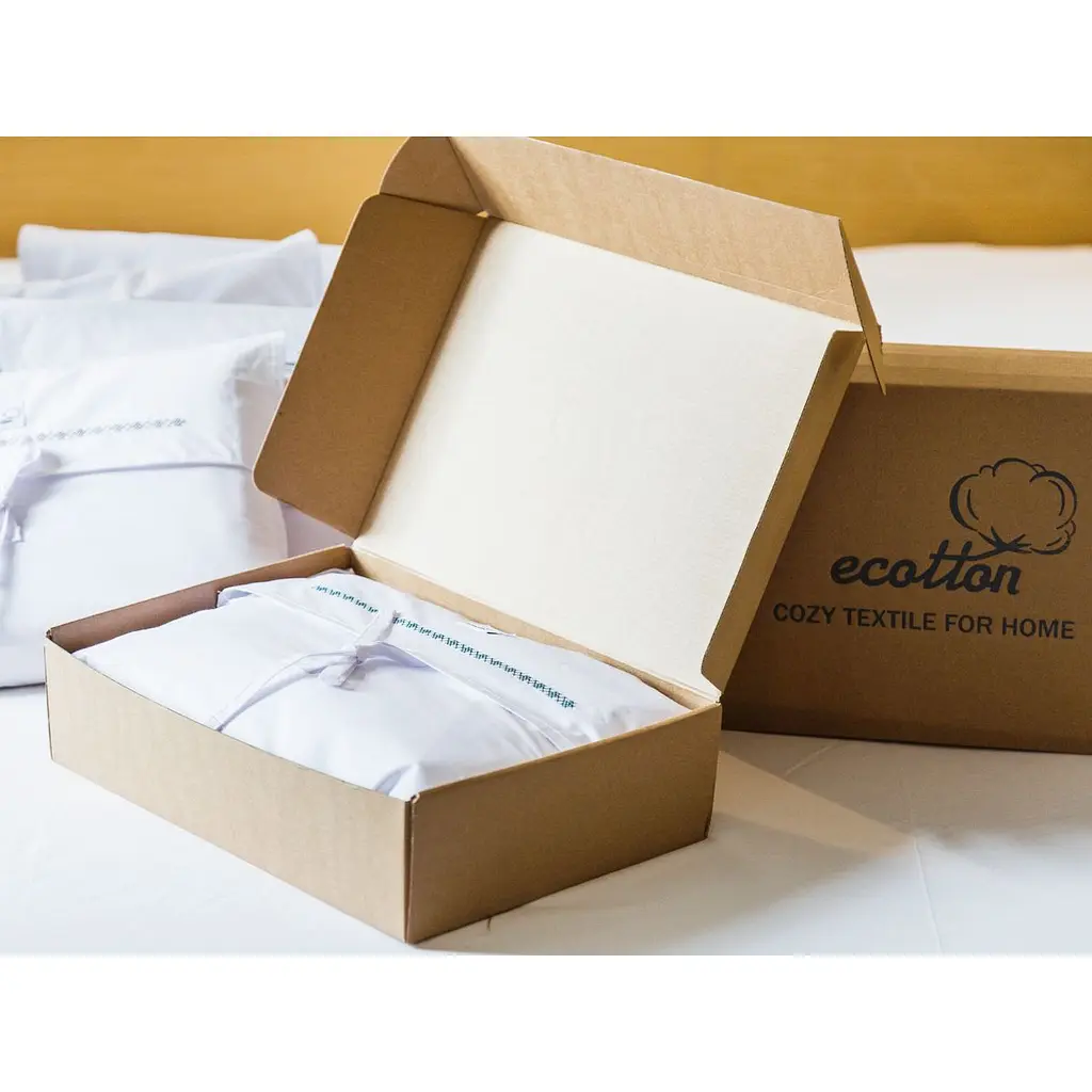 Комплект постельного белья Ecotton Premium евро перкаль вышивка с зеленым кантом (25139) - фото 9