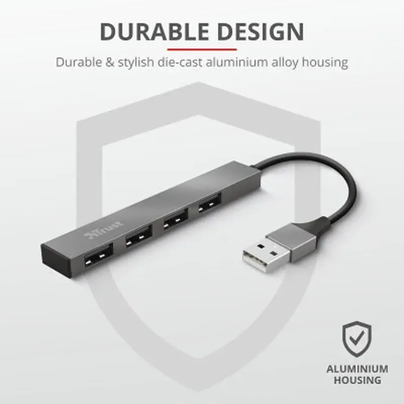 Концентратор Trust Halyx Aluminium 4-Port Mini USB Hub (23786_TRUST) - фото 8
