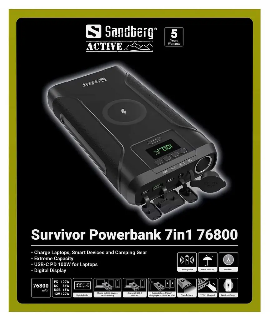 Павербанк Sandberg Black 76 800 mAh / 120 Вт (421-15) - фото 6