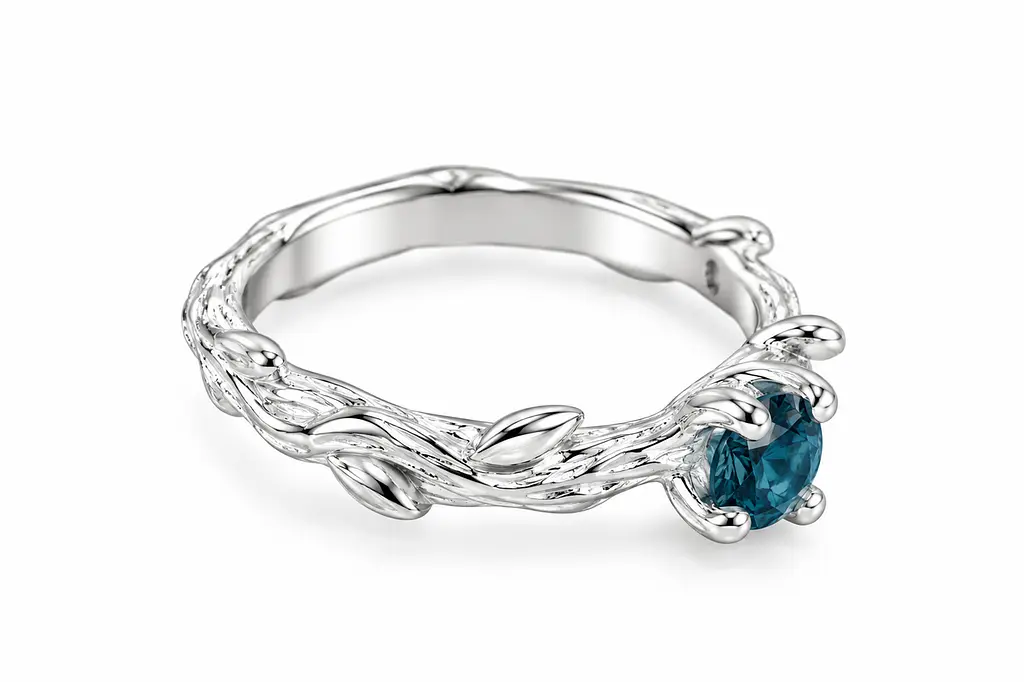 Золота каблучка «Гілочка» з топазом London Blue К-0848 18.5 - фото 4