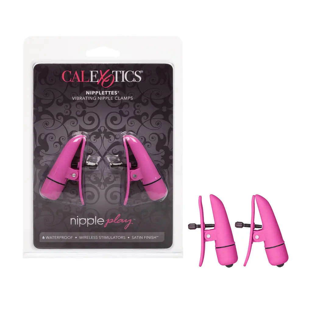 Затискачі на соски з вібрацією California Exotic Novelties, рожеві, 7 см - фото 2
