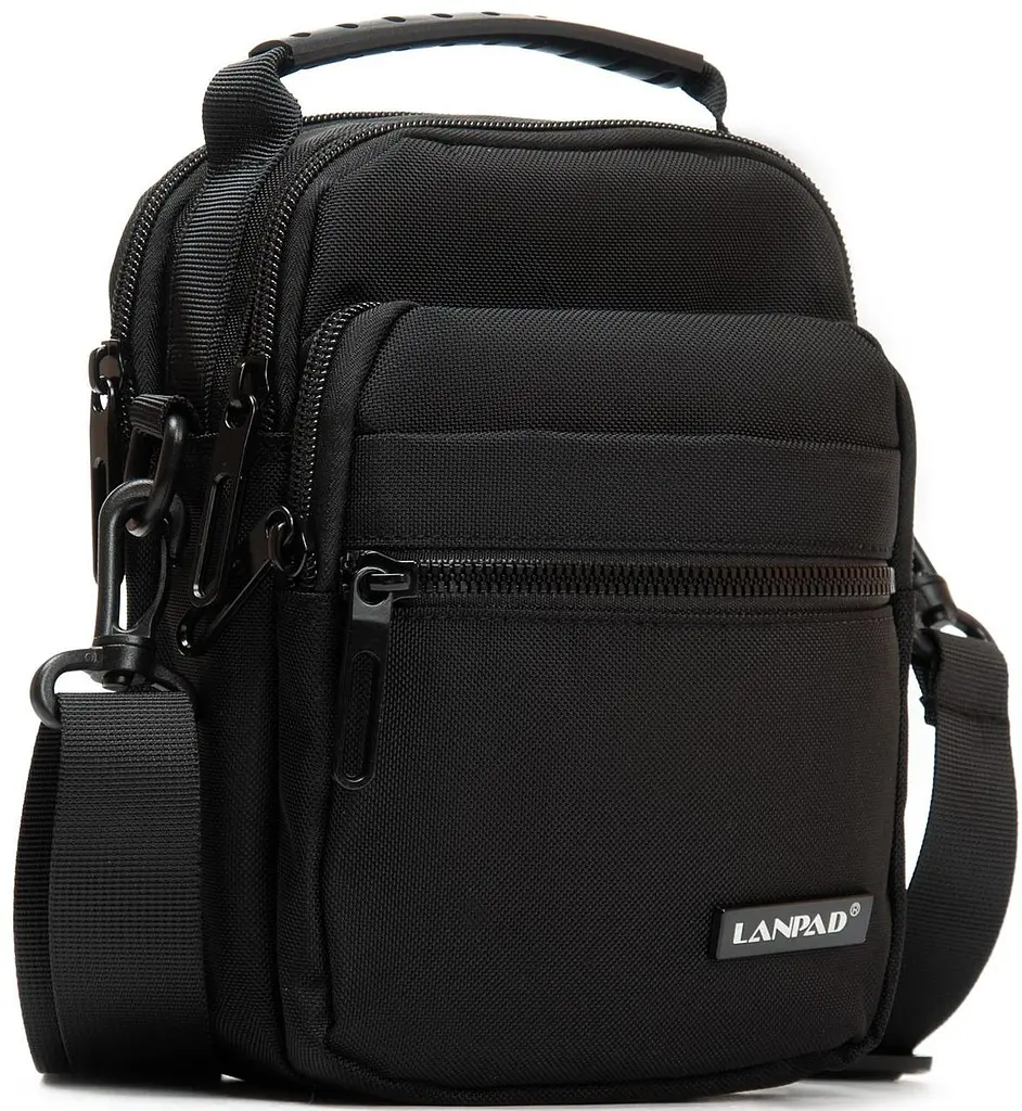 Сумка чоловіча через плече Lanpad Чорна (LAN82077 black) - фото 8