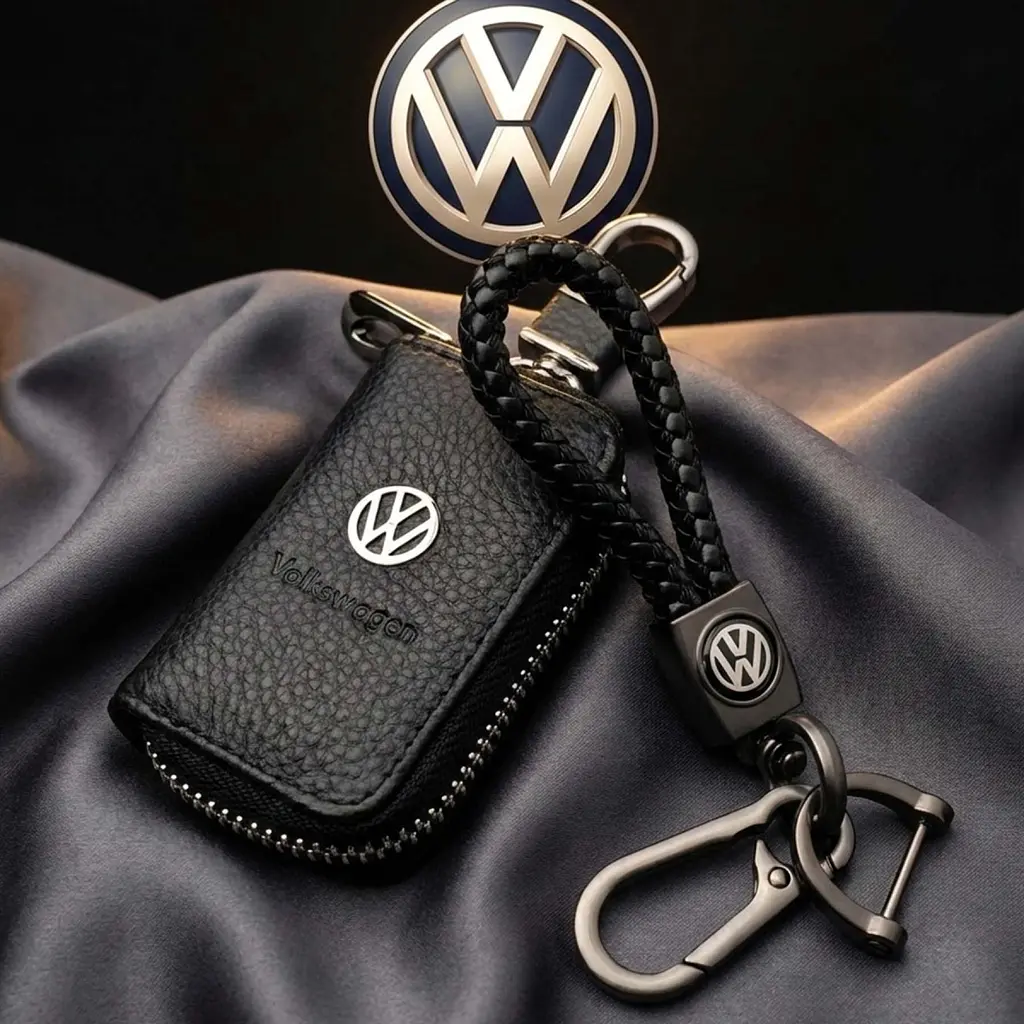 Автонабір №5 для Volkswagen / брелок з карабіном і чохол для автоключів з логотипом / тиснена шкіра - фото 3
