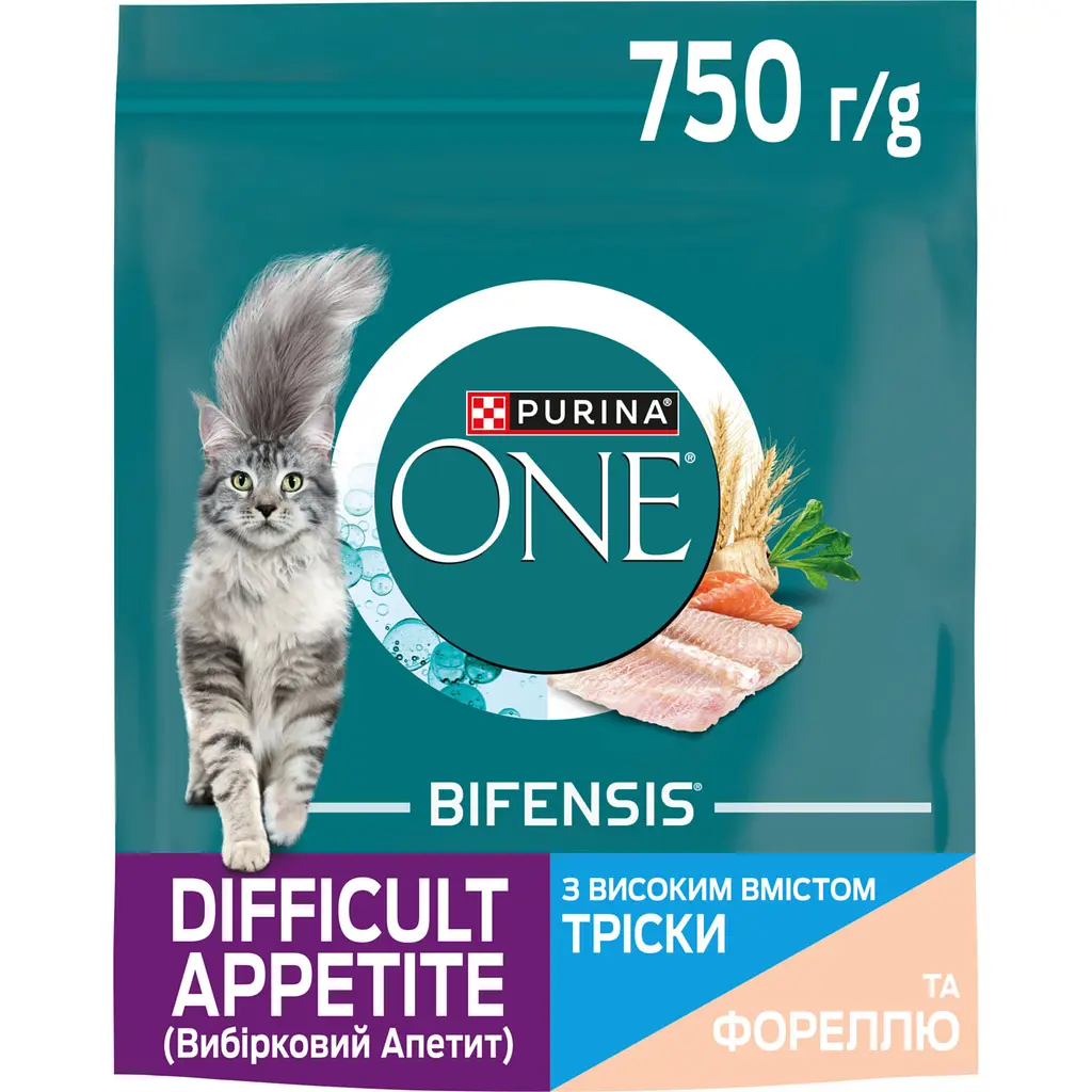 Сухий корм для дорослих котів Purina One Difficult Appetite з вибірковим смаком у їжі з високим вмістом тріски та фореллю 750 г - фото 3