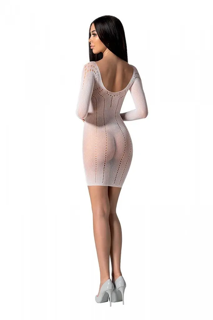 Напівпрозора мінісукня Passion BS101 One Size, white, рукава-мітенки - фото 2