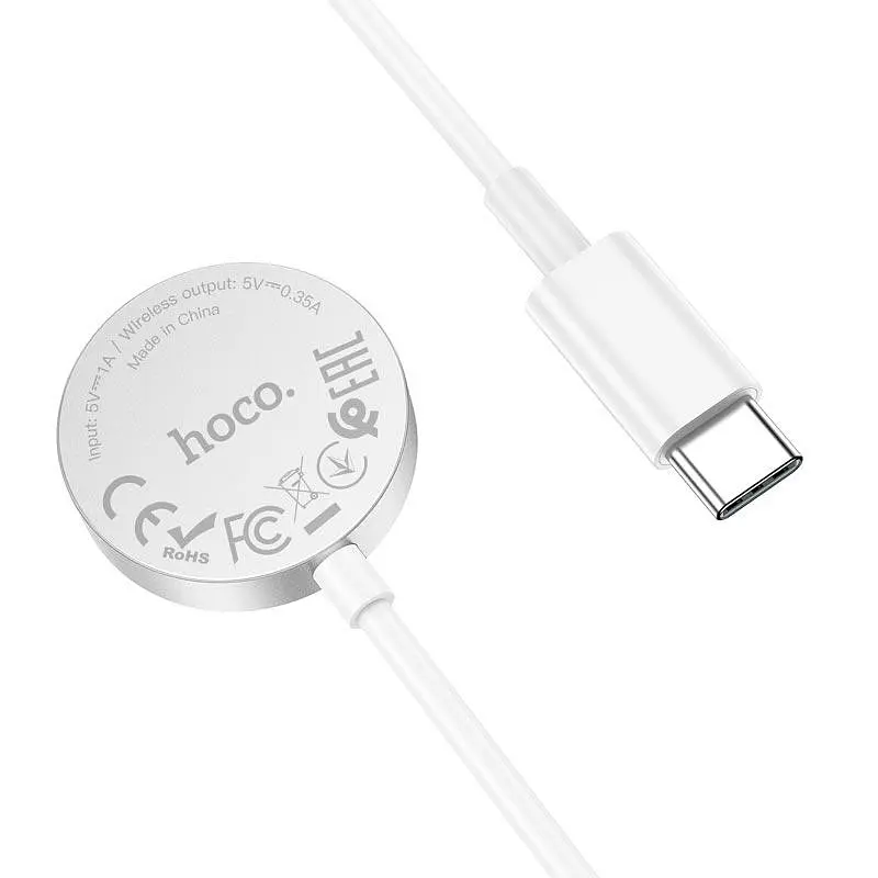 Зарядка Qi HOCO Wireless charger Type-C для iWatch CW39C usb-c выход для 1-7/SE Series белая - фото 2