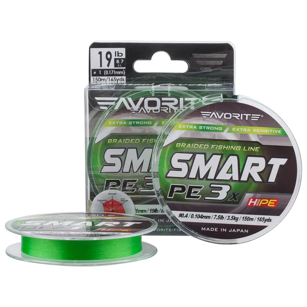 Шнур Favorite Smart PE 3x 150м (l.green) 0.3/0.09 мм 6 lb/2.9 кг - фото 2