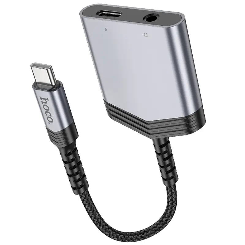 Перехідник Hoco LS 39 Type-C to Type-C + 3.5 mm Metal gray - фото 6