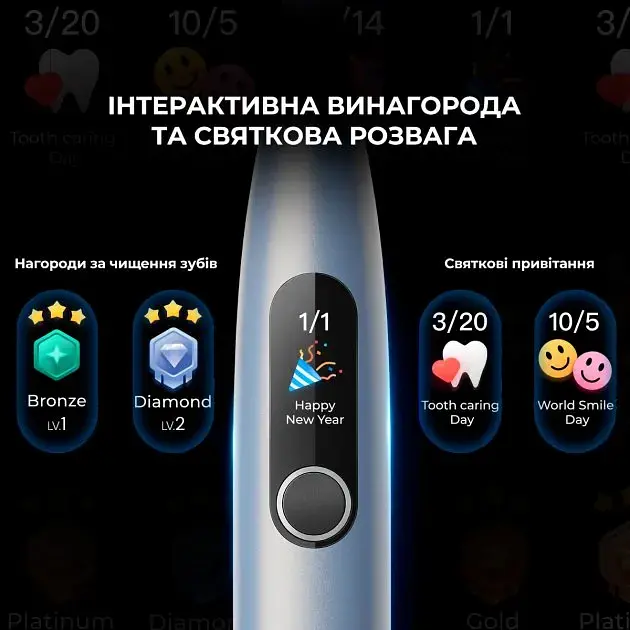 Електрична зубна щітка Oclean X Pro Digital Smart Sonic Toothbrush Glamour Silver [81247] - фото 9