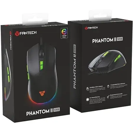 Ігрова миша Fantech VX-6 PHANTOMII 60IPS, 20G, 7200DPI Black - фото 5
