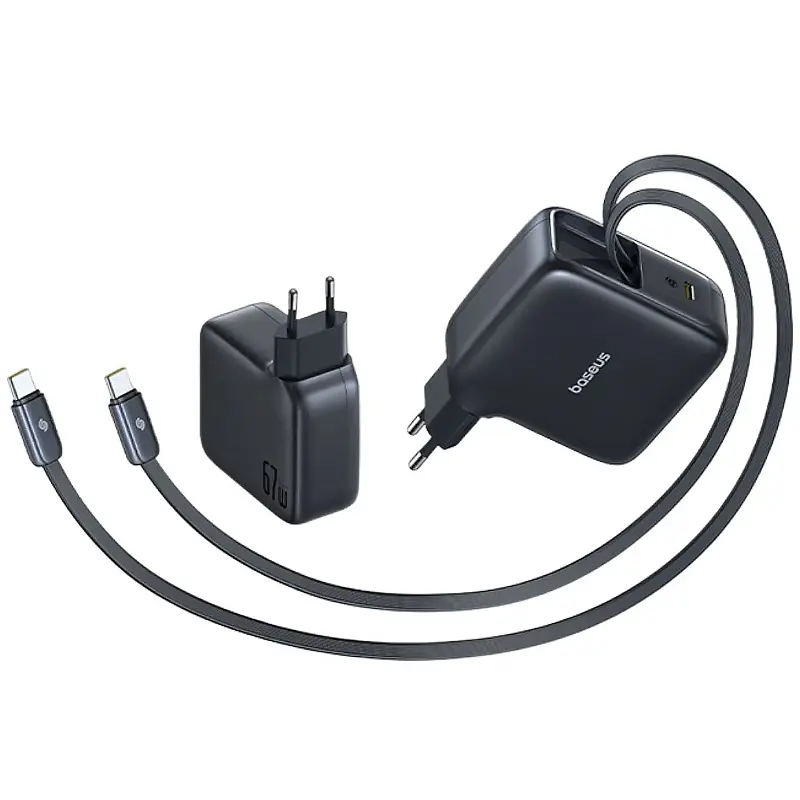 МЗП Baseus EnerCore CJ21 PD67W with retractable cables (3USB-C) (E0121D) Cosmic Black - фото 2