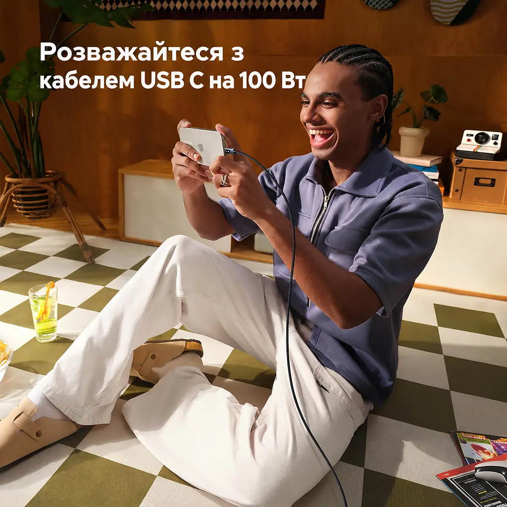 Кабель UGREEN Uno L509 USB-C - USB-C PD 100 Вт з дисплеєм 1 м чорно-сірий (35501) - фото 10