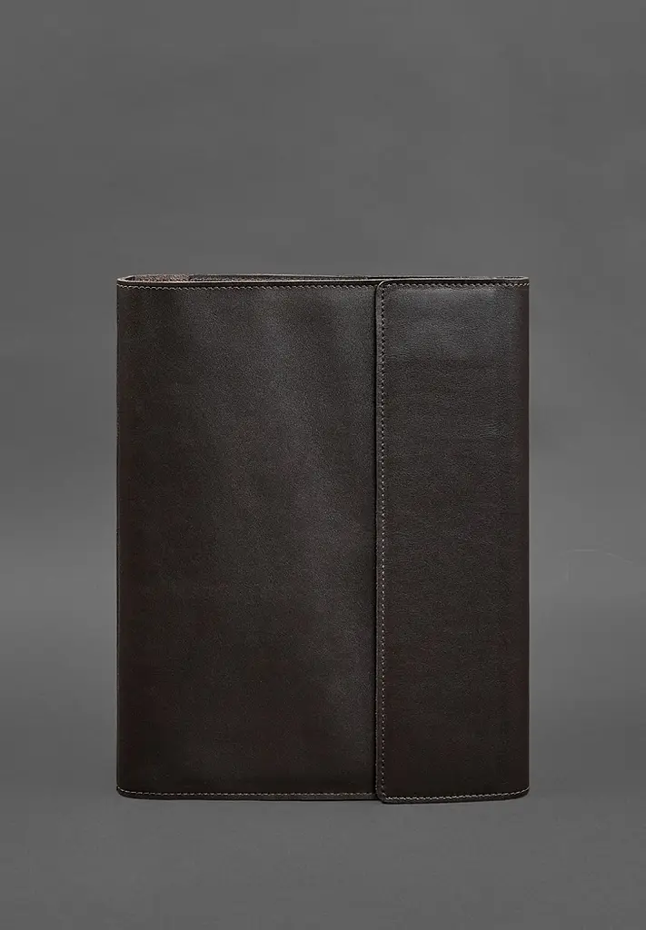 Кожаная папка для документов "Семейная" на сегрегаторе с файлами А4 темно-коричневая - фото 2