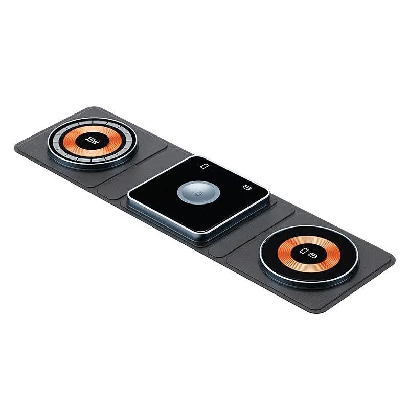 Зарядка Qi 3in1 Foldable Magnetic Wireless Charger XYJ X8 для 3 гаджетов Phone Apple Watch AirPods - фото 5