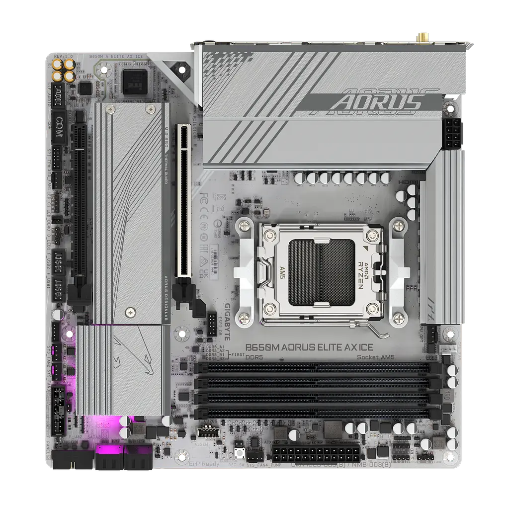 Mатеринська плата Gigabyte B650M Aorus Elite AX Ice Socket AM5 (B650M A ELITE AX ICE) - фото 5