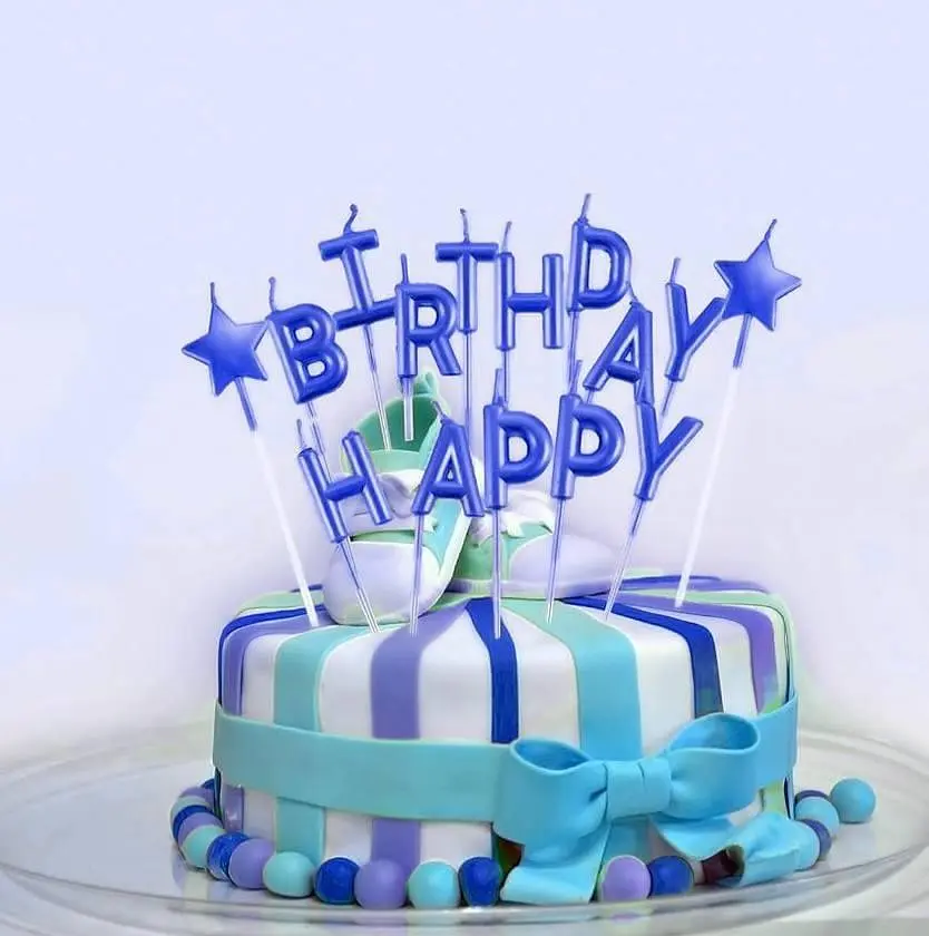 Свечи для торта “Happy Birthday” набор букв синие, декоративные свечи надпись для дня рождения, праздничные свечи буквы - фото 2