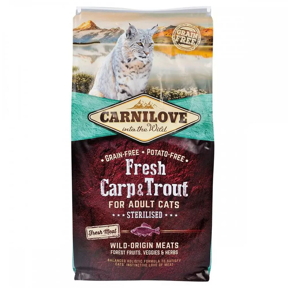 Сухий корм Carnilove Fresh Carp & Trout Sterilised for Adult cats 6 кг короп і форель для стерилізованих кішок - фото 3
