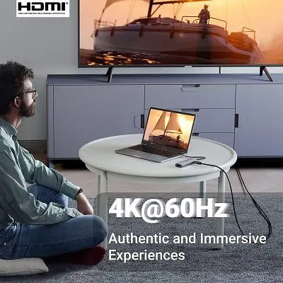 Концентратор Ugreen USB3.1 Type-C to HDMI/USB 3.0x2/RJ45/SD/TF/PD 100W CM512 (60515) - фото 5