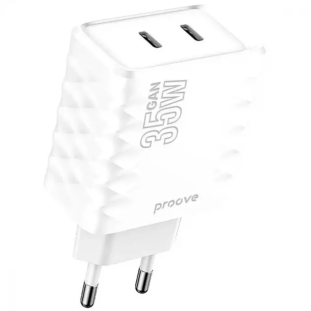 Зарядний пристрій Proove Speed Surge Gan 35W (Type-C + Type-C) 2 виходи білий