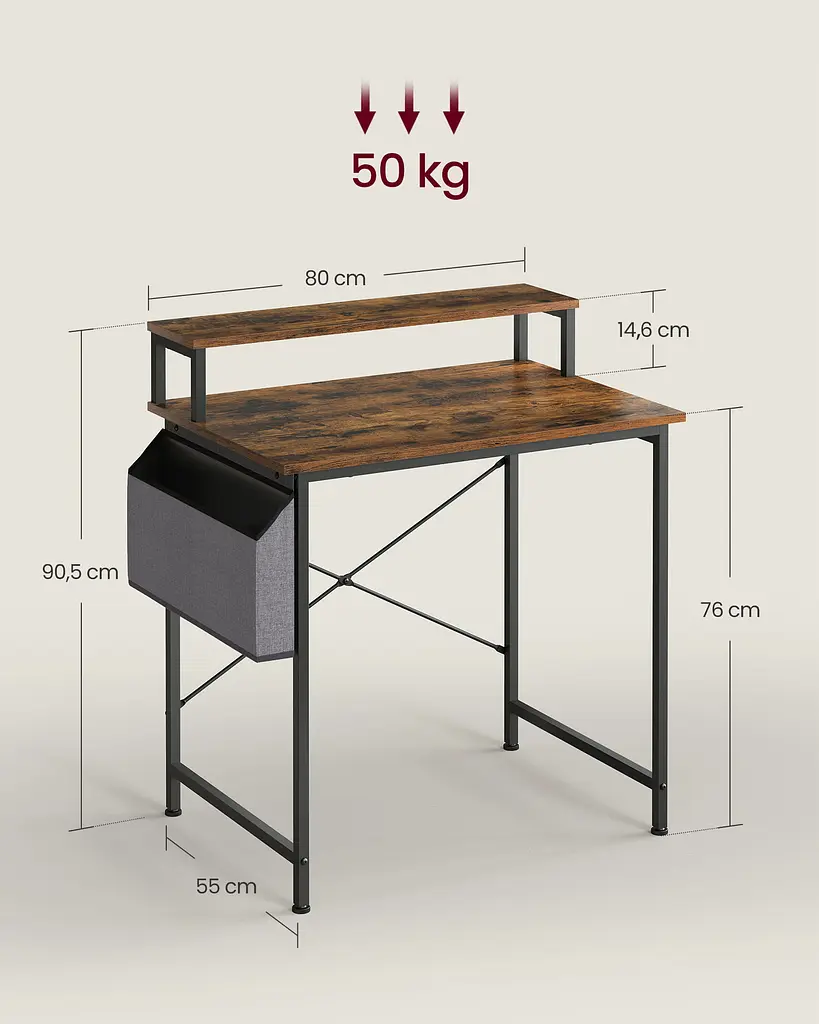 Комп'ютерний стіл Leobert NanoDesk з поличкою для монітора, коричневий - фото 7