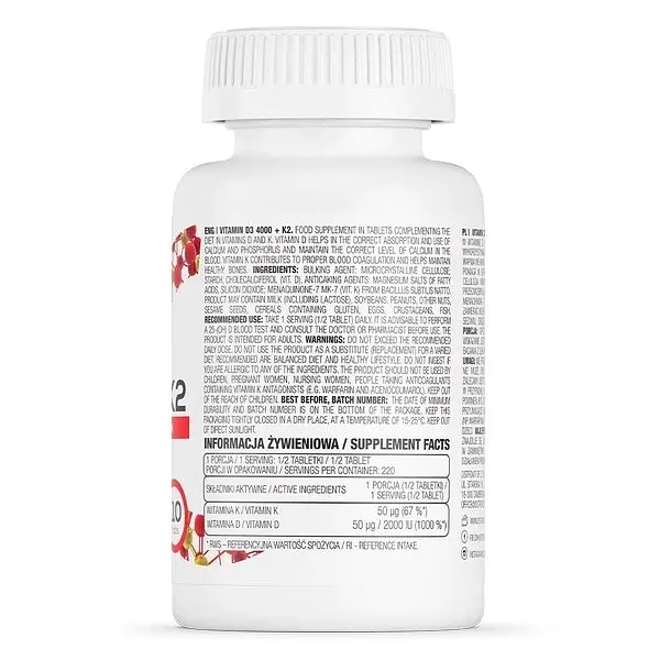 Вітаміни та мінерали OstroVit Vitamin D3 4000 +K2, 110 таблеток - фото 2