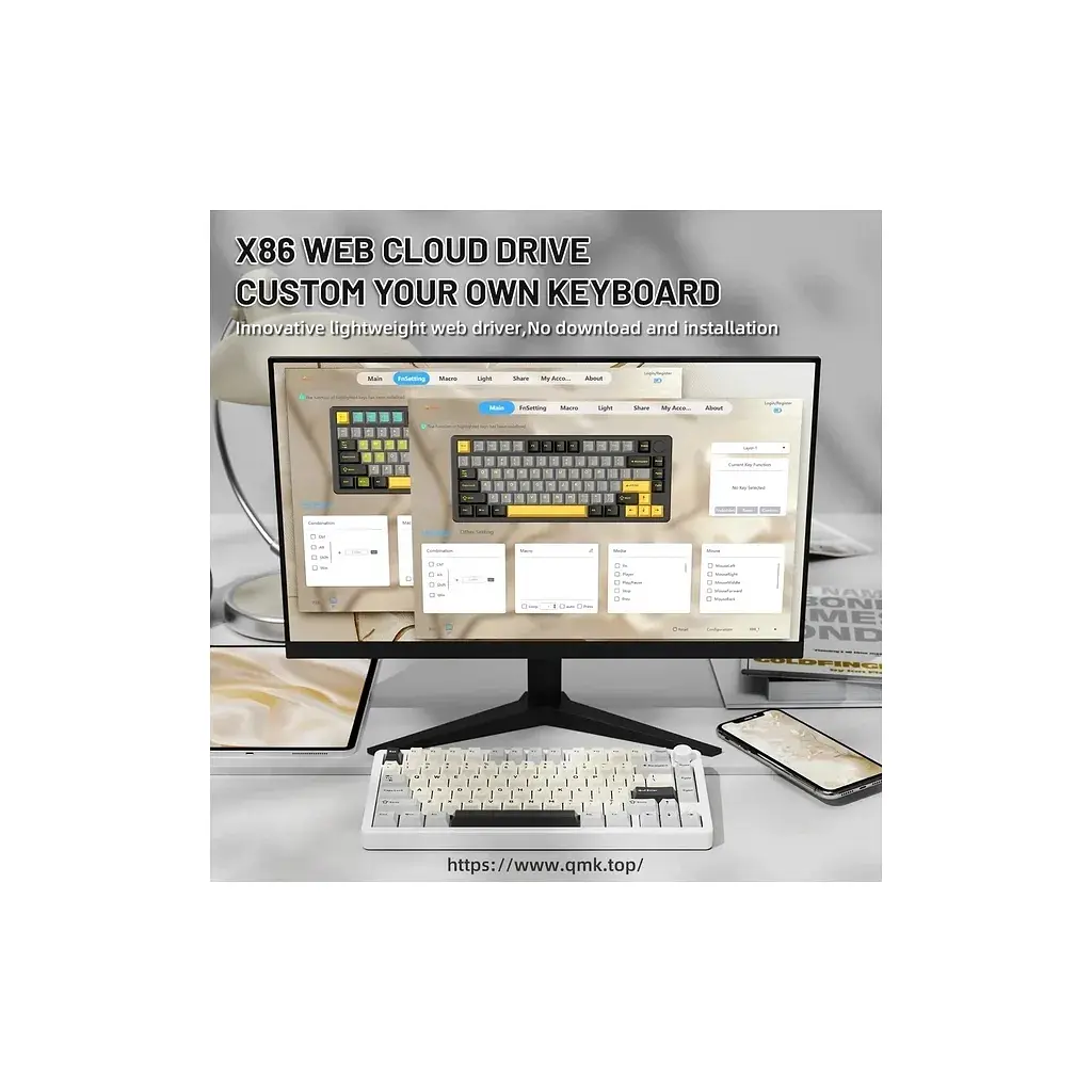Клавіатура Attack Shark X86 RGB Wireless/Bluetooth/USB UA Starlight White (X86SW_AS) - фото 9