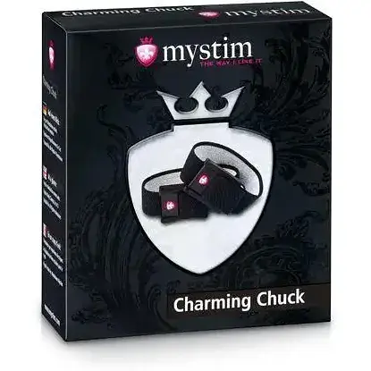 Утяжка для пениса Mystim Charming Chuck два регулируемых текстильных ремня с электродами - фото 2